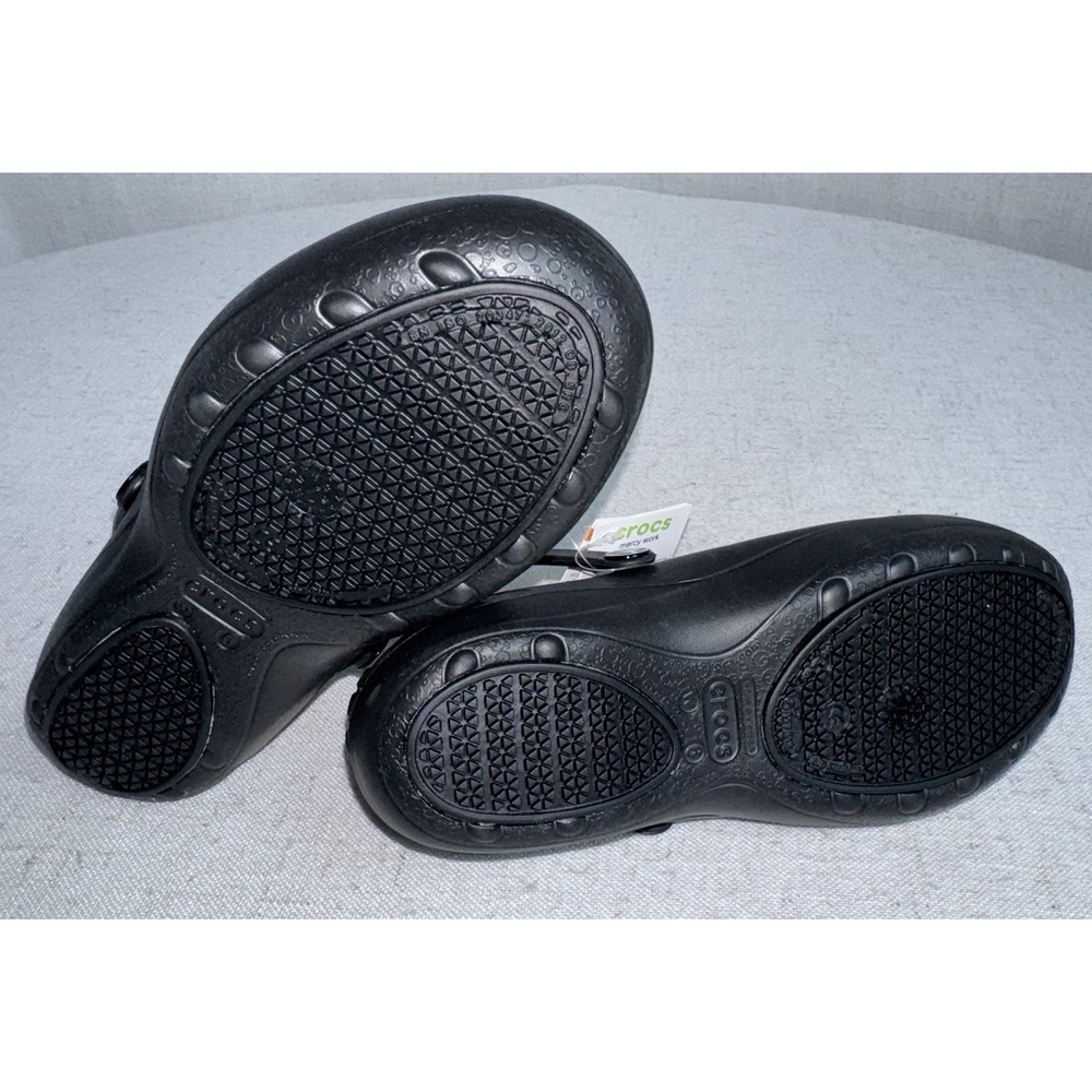 NWT CROCS Mercy Work Slip Resistant Black & Silver Floral Shoes Clogs Women's 6 - Picture 5 of 5